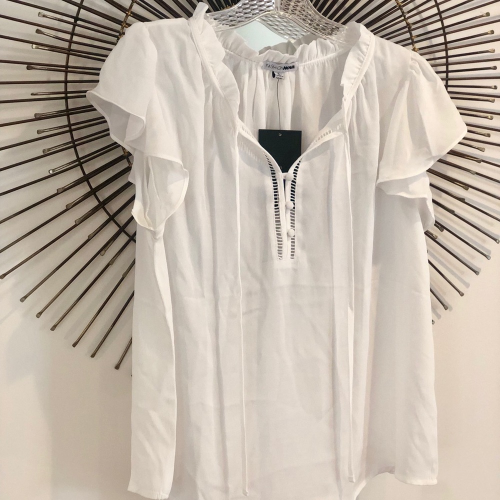 NWT White Ruffle Blouse